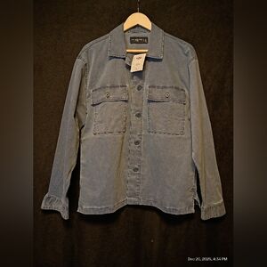 Abercrombie & Fitch Stretch Utility Shirt Jacket Shacket Medium Blue NWT Heavy